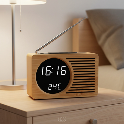 OCS - Retro Bohemian Alarm Clock with FM Radio - Digital LED Alarm Clock with Temperature & USB 0