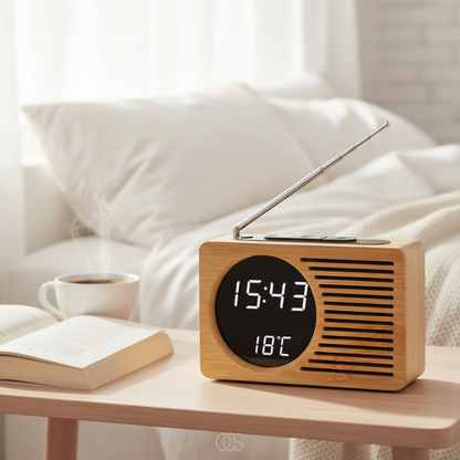 OCS - Retro Bohemian Alarm Clock with FM Radio - Digital LED Alarm Clock with Temperature & USB 1