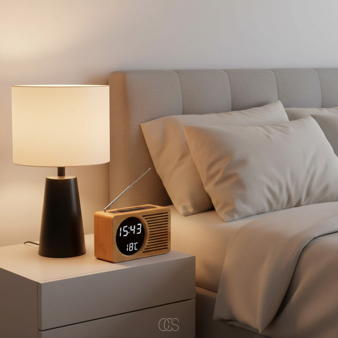OCS - Retro Bohemian Alarm Clock with FM Radio - Digital LED Alarm Clock with Temperature & USB 2