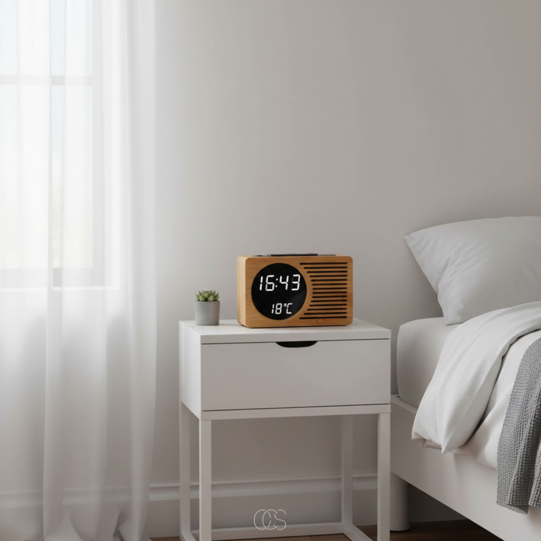 OCS - Retro Bohemian Alarm Clock with FM Radio - Digital LED Alarm Clock with Temperature & USB 3