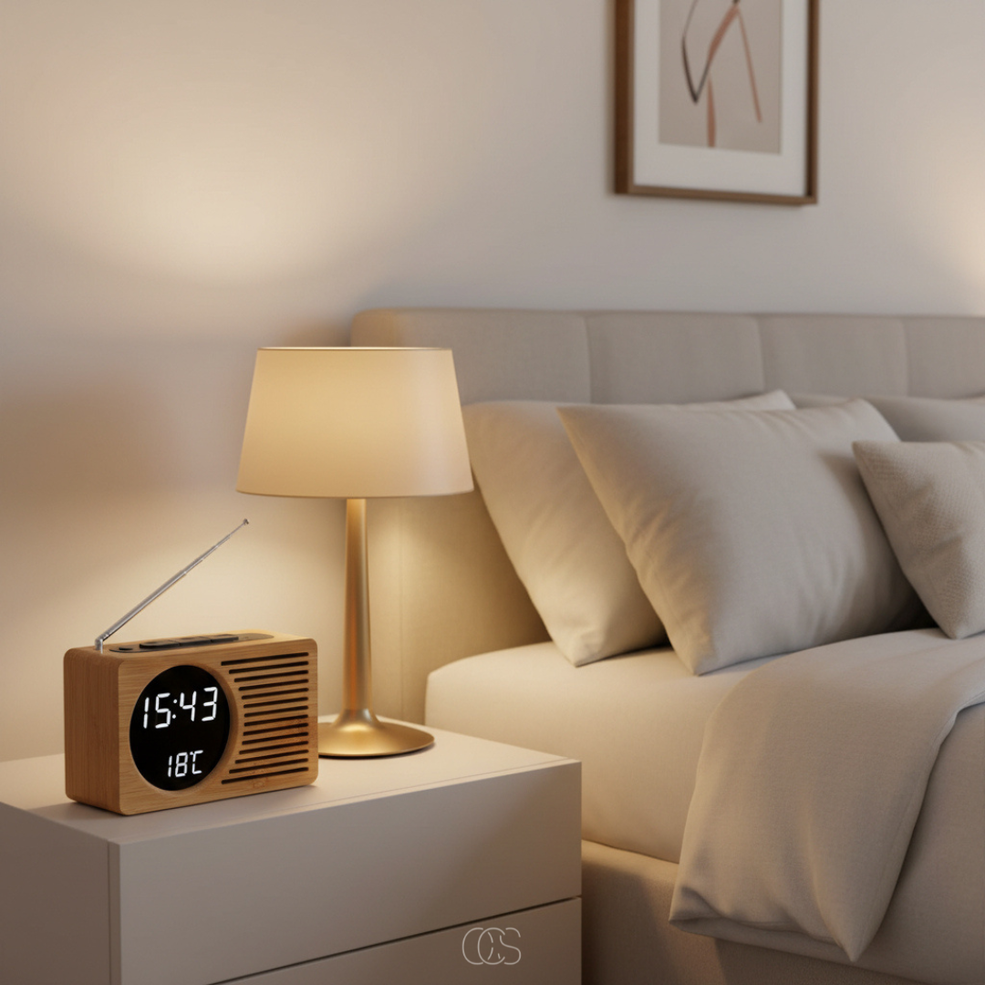 OCS - Retro Bohemian Alarm Clock with FM Radio - Digital LED Alarm Clock with Temperature & USB 4