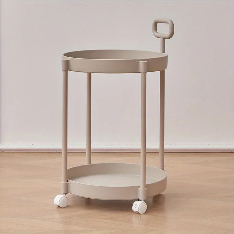 Aetherelle - 2-Level Side Table on Wheels with Handle 0