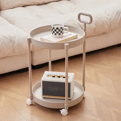 Aetherelle - 2-Level Side Table on Wheels with Handle 1