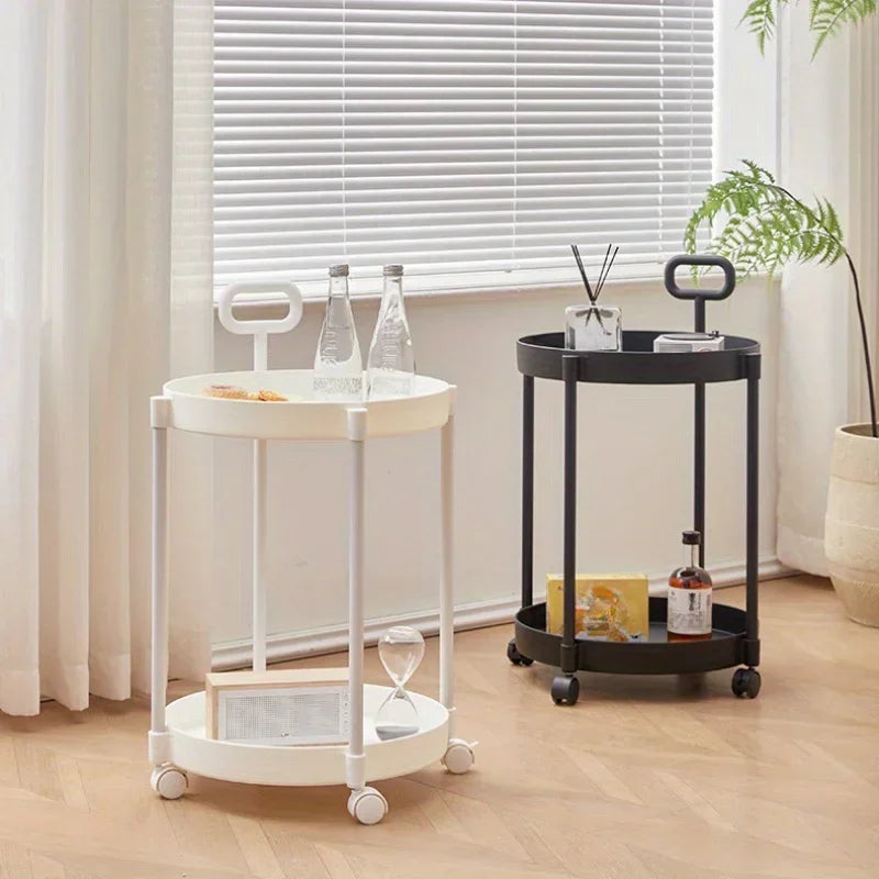 Aetherelle - 2-Level Side Table on Wheels with Handle 2