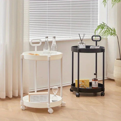 Aetherelle - 2-Level Side Table on Wheels with Handle 2