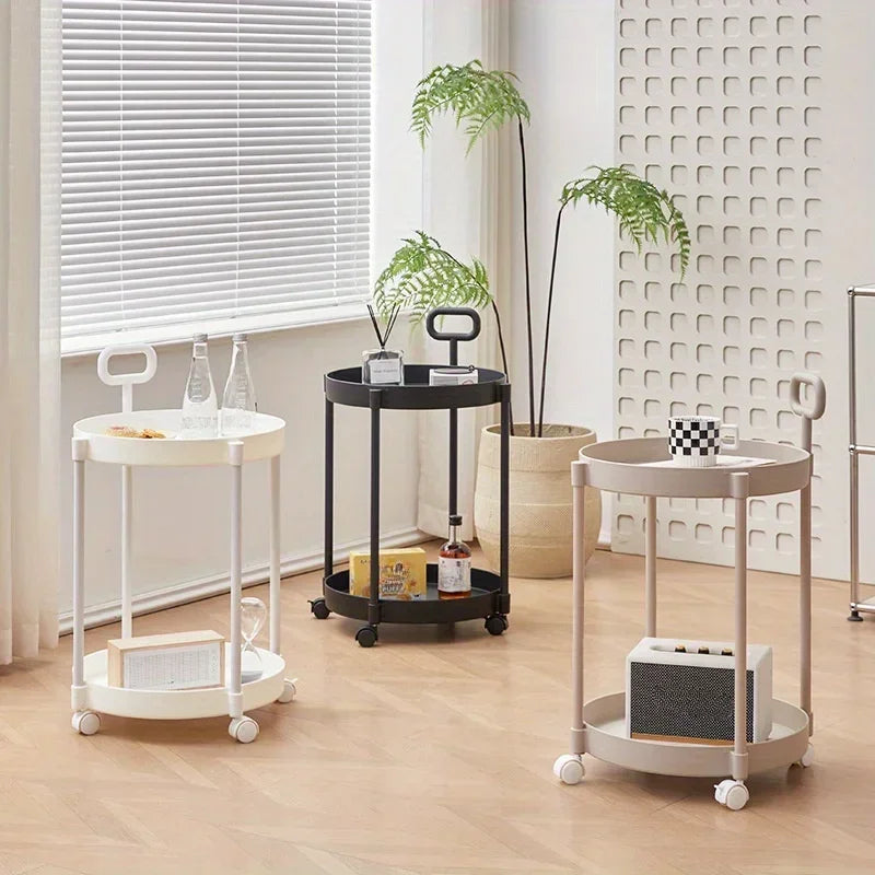 Aetherelle - 2-Level Side Table on Wheels with Handle 3