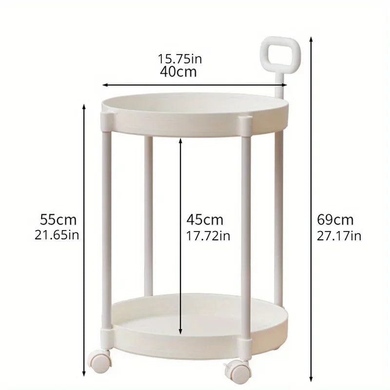 Aetherelle - 2-Level Side Table on Wheels with Handle 4