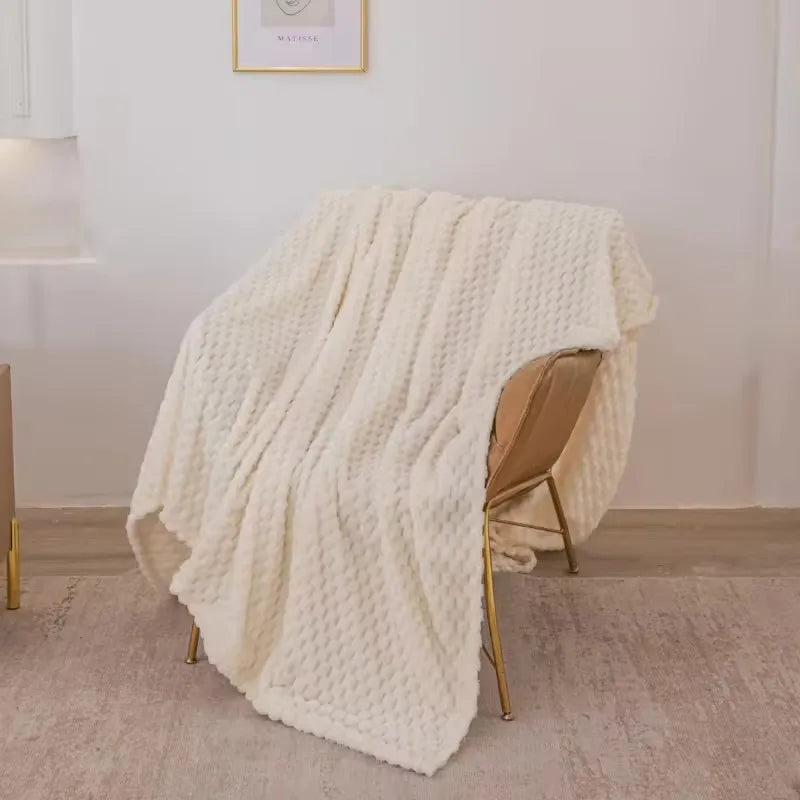 Caelidra - Checked Soft Velvet Blanket Warm Cozy Throw for Sofa and Bed 12