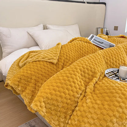 Caelidra - Checked Soft Velvet Blanket Warm Cozy Throw for Sofa and Bed 3