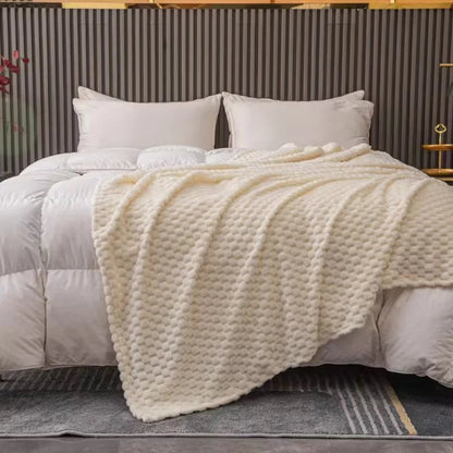 Caelidra - Checked Soft Velvet Blanket Warm Cozy Throw for Sofa and Bed 5