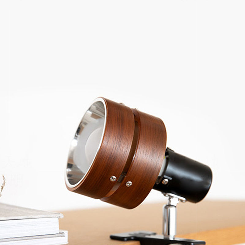 Traditional Japanese Round Clip Wood Iron Acrylic 1-Light Table Lamp For Bedroom 6