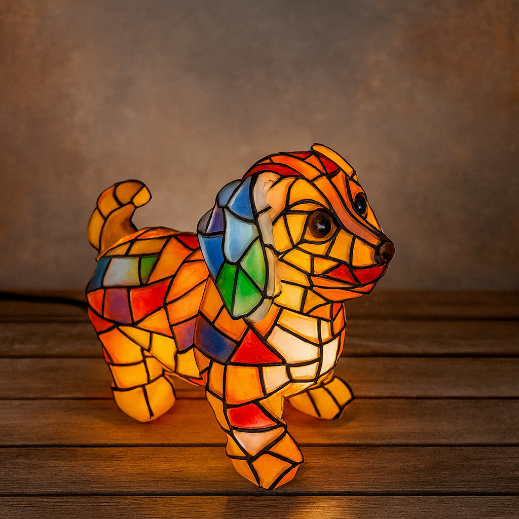 Elara Haus Table Lamp - Stained Resin Dachshund Decorative Light 0