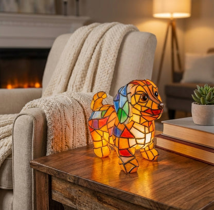 Elara Haus Table Lamp - Stained Resin Dachshund Decorative Light