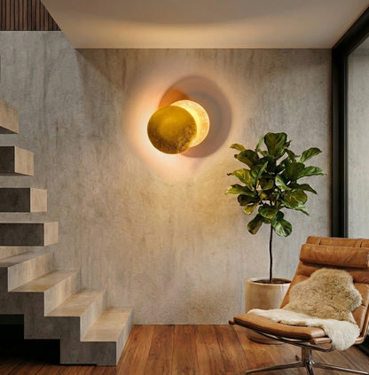 Elara Haus Textured Moon Sconce - Modern LED Wall Light