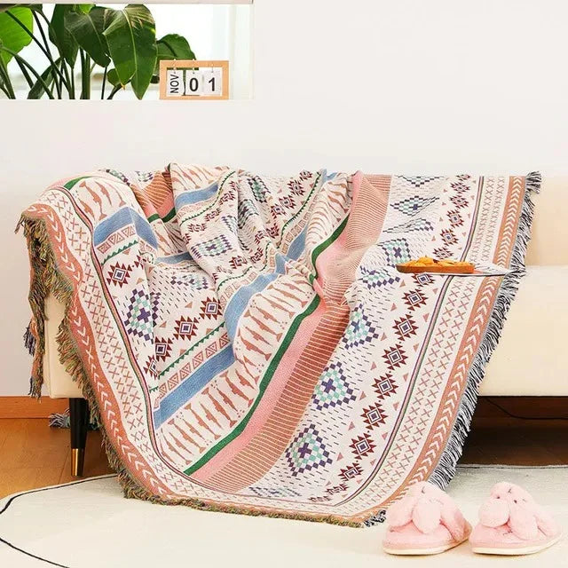 Elara Haus Throw Blanket - Polyester Cotton Vibrant Throws 130cm x 170cm 13