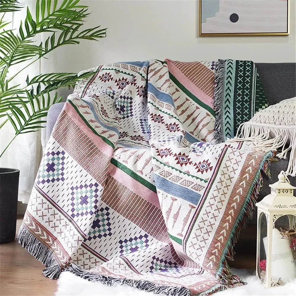 Elara Haus Throw Blanket - Polyester Cotton Vibrant Throws 130cm x 170cm 2