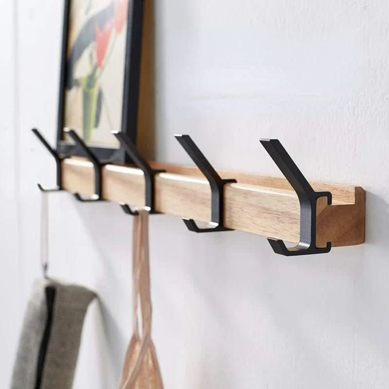 Nordic Wall Hook Rack With Adjustable Metal Hooks 0