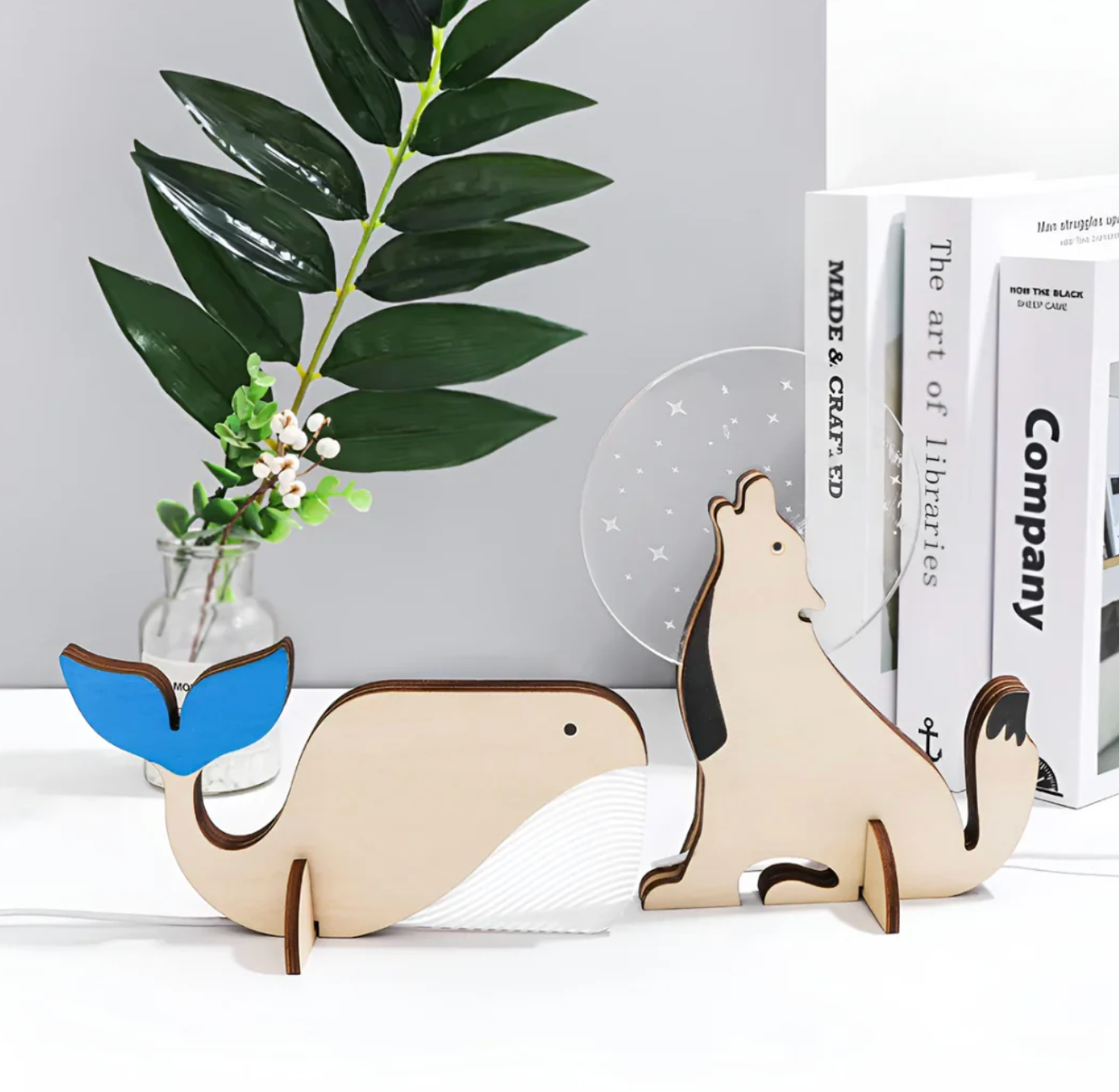 Wooden LED night light for children - decorative lamp in the shape of animals 2