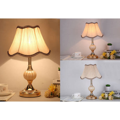 Nordic Vintage Floral Glass Fabric 1-Light Table Lamp 8