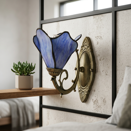 Elara Haus Traditional Tiffany Glass Bedside Sconce