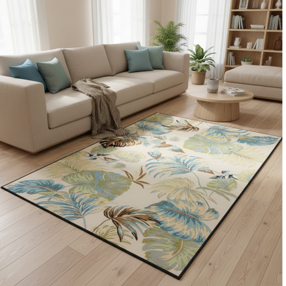 Elara Haus Tropical Botanical Leaf Wool Blend Rug – 140x200cm