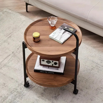 Floravelle - Two-tiered Wooden Side Table with Wheels 3