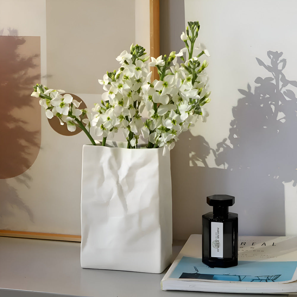 Celorie - Modern Ceramic Vase in Paper Bag Look 0