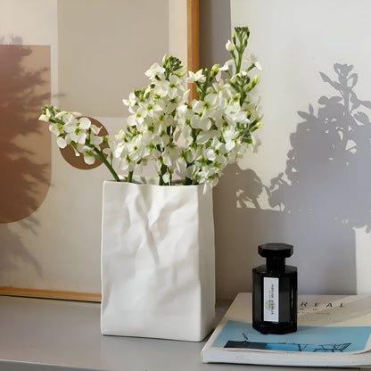 Celorie - Modern Ceramic Vase in Paper Bag Look 0