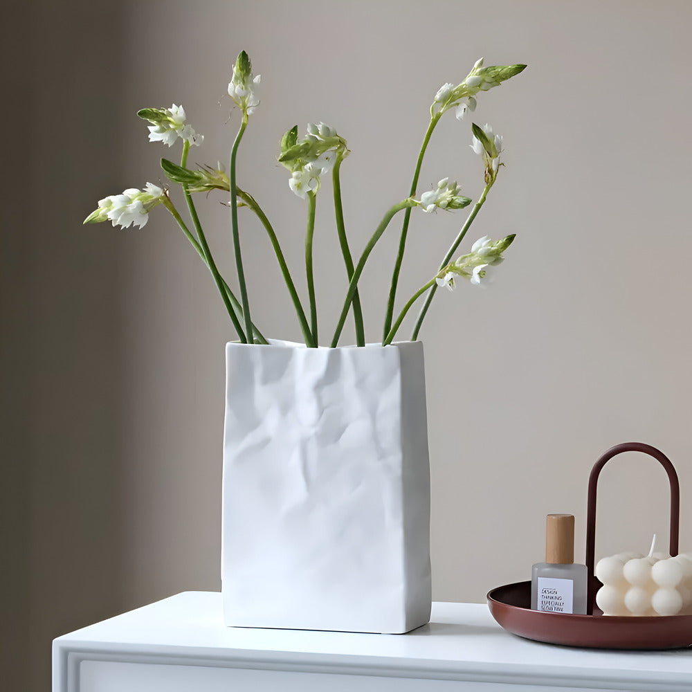 Celorie - Modern Ceramic Vase in Paper Bag Look 3