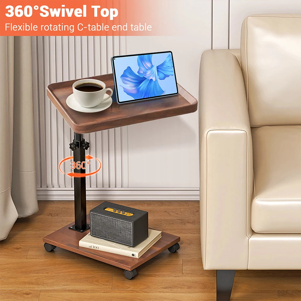 Torvane - Wooden C-Shaped Adjustable Side Table 2