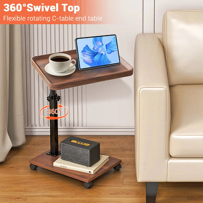 Torvane - Wooden C-Shaped Adjustable Side Table 2