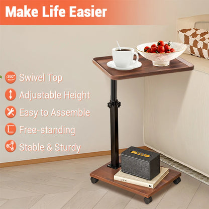 Torvane - Wooden C-Shaped Adjustable Side Table 5