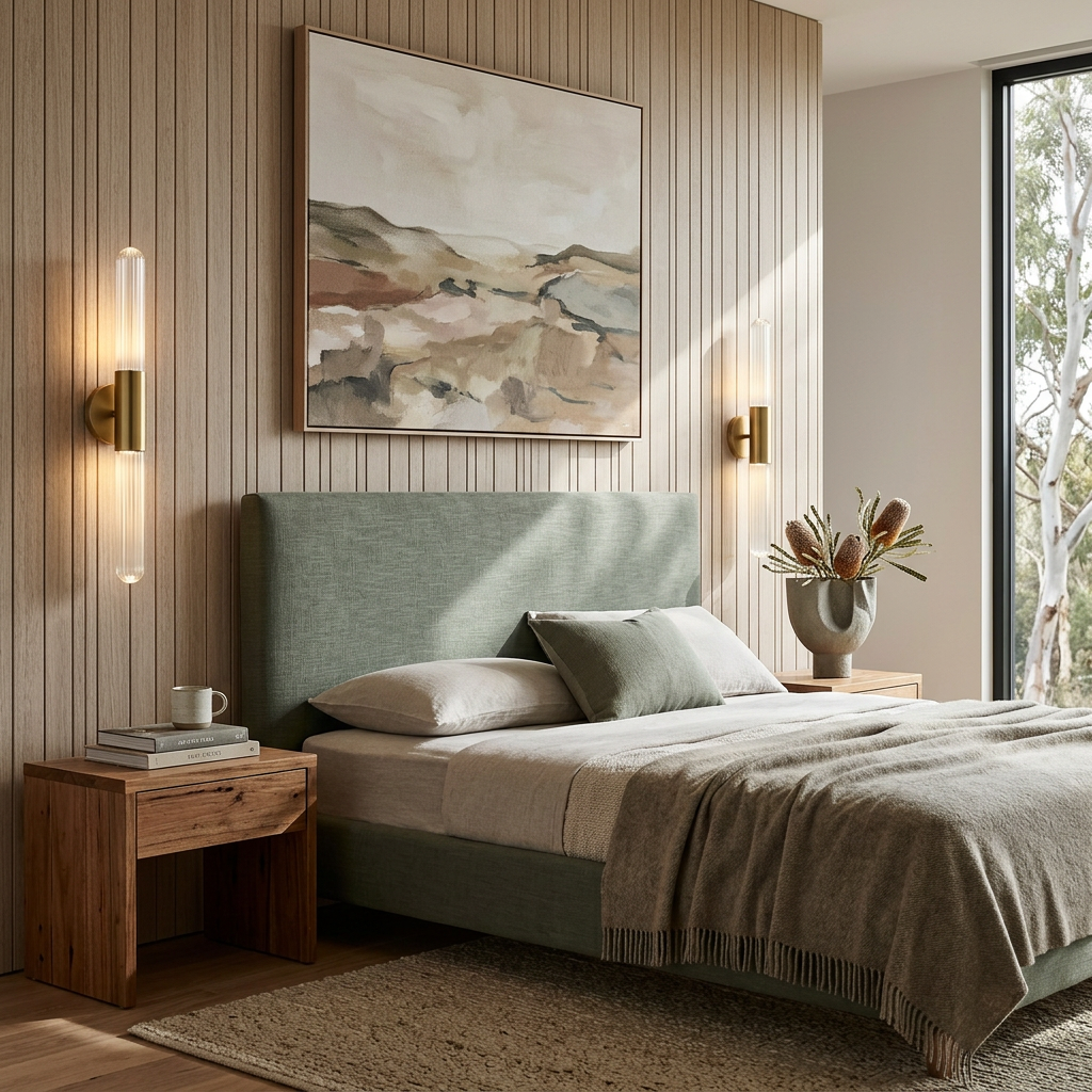 Elara Haus Vertical Ribbed Glass & Brass Wall Sconce