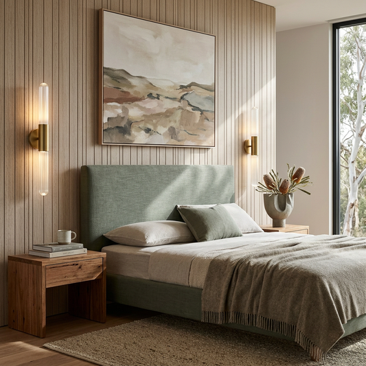 Elara Haus Vertical Ribbed Glass & Brass Wall Sconce