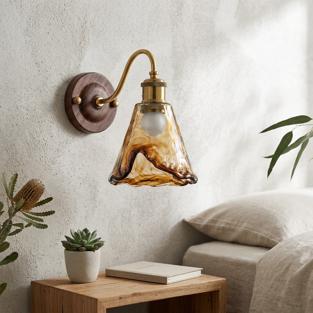 Elara Haus Vintage Brass Timber Sconce