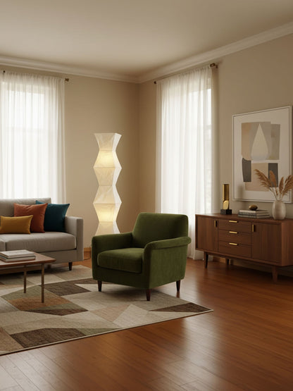 Elara Haus Wabi Sabi Tripod Floor Lamp - Rice Paper Shade & Metal Legs
