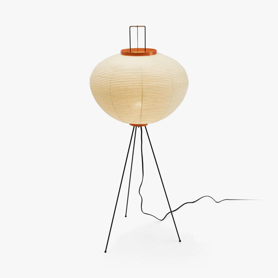 Elara Haus Wabi Sabi Tripod Floor Lamp - Rice Paper Shade & Metal Legs