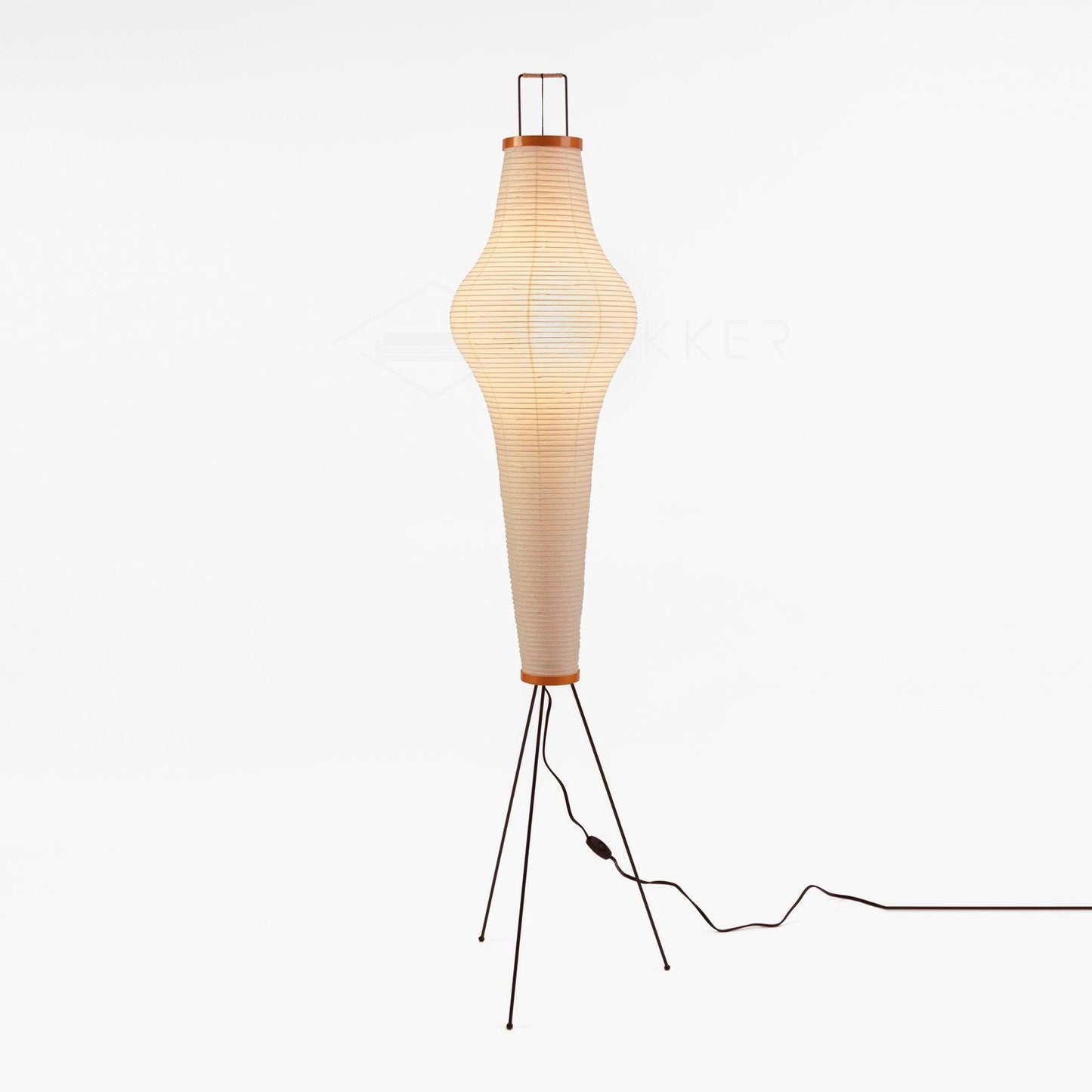 Elara Haus Wabi Sabi Tripod Floor Lamp - Rice Paper Shade & Metal Legs