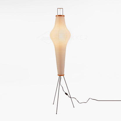 Elara Haus Wabi Sabi Tripod Floor Lamp - Rice Paper Shade & Metal Legs