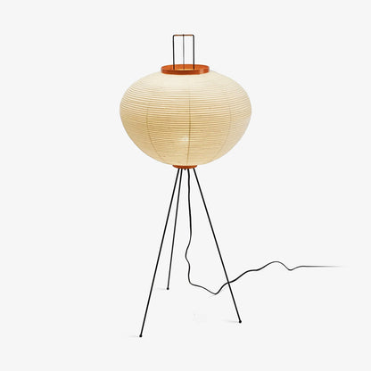 Elara Haus Wabi Sabi Tripod Floor Lamp - Rice Paper Shade & Metal Legs