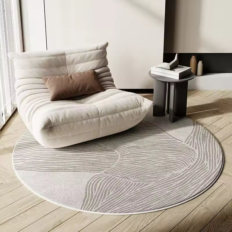 Alveris - Wabi Sabi Round Faux Rug for Living Room, Bedroom and Desk Chair 0