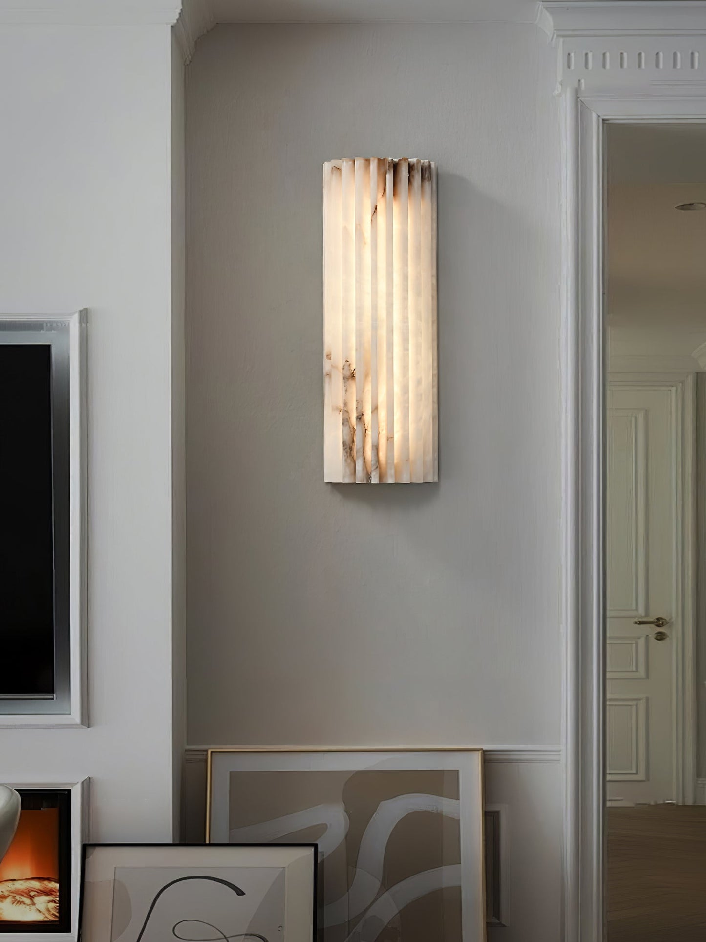 Elara Haus Wall Lamp - Alabaster Integrated LED Wall Sconce Lighting 4