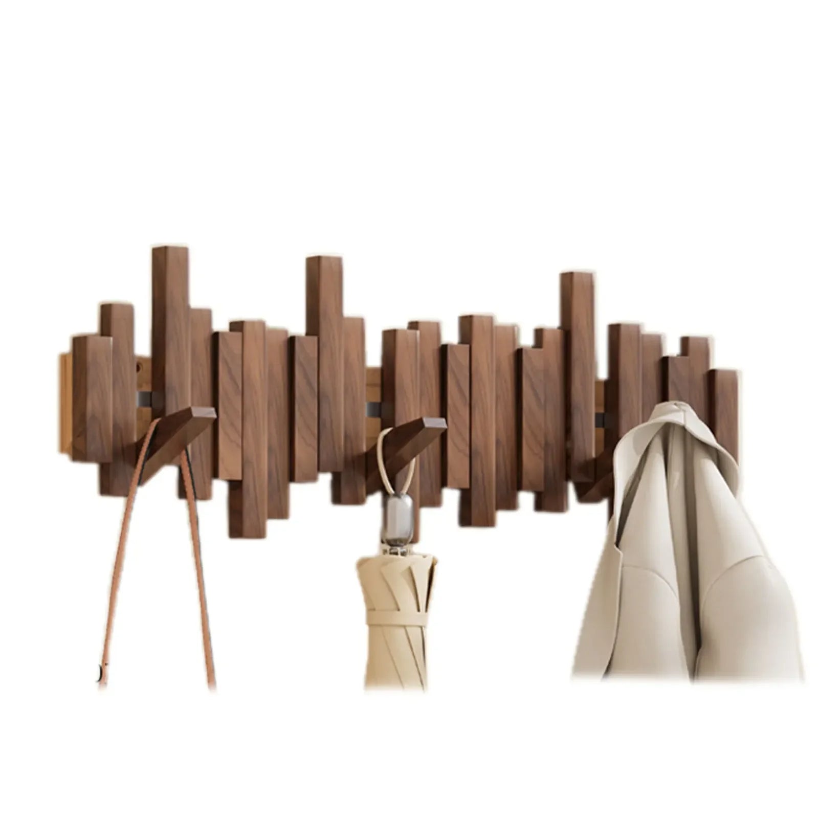 Elara Haus Wall Mounted Coat Rack - Premium Wooden Coat Hooks for Wall 0