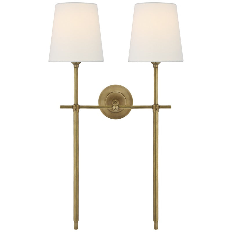 Elara Haus Wall Sconce - Brass Fabric Tapered Shade Wall Lighting 12