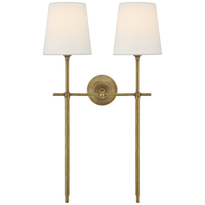 Elara Haus Wall Sconce - Brass Fabric Tapered Shade Wall Lighting 12