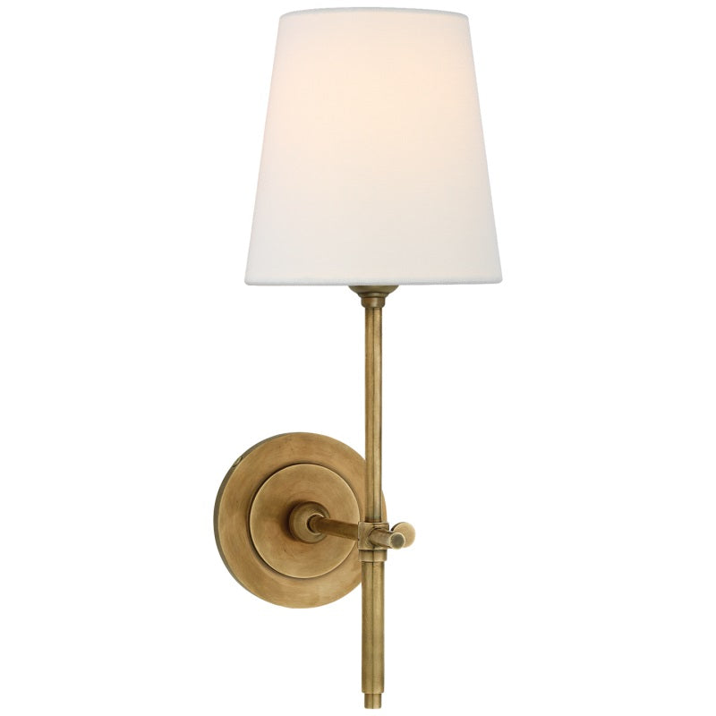Elara Haus Wall Sconce - Brass Fabric Tapered Shade Wall Lighting 0