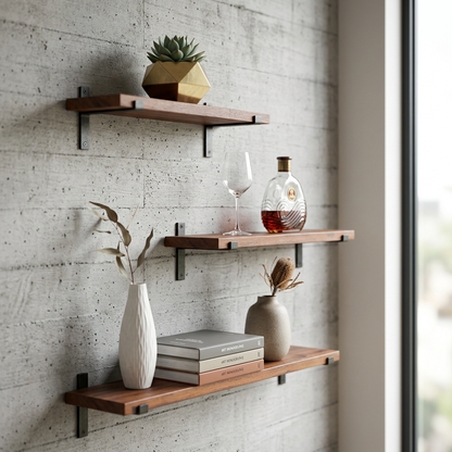 Elara Haus Wall Shelf with Metal Lip Brackets