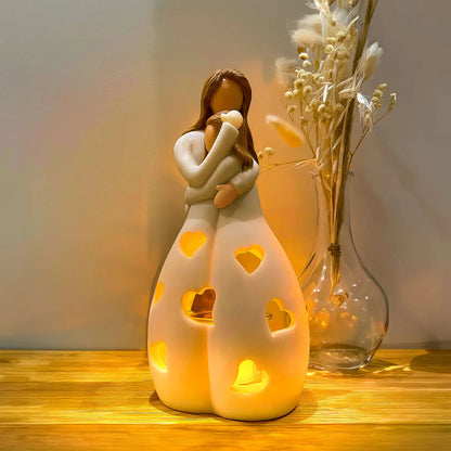 Decorative LED lamp "Mother with Child" - atmospheric lighting with hearts 0