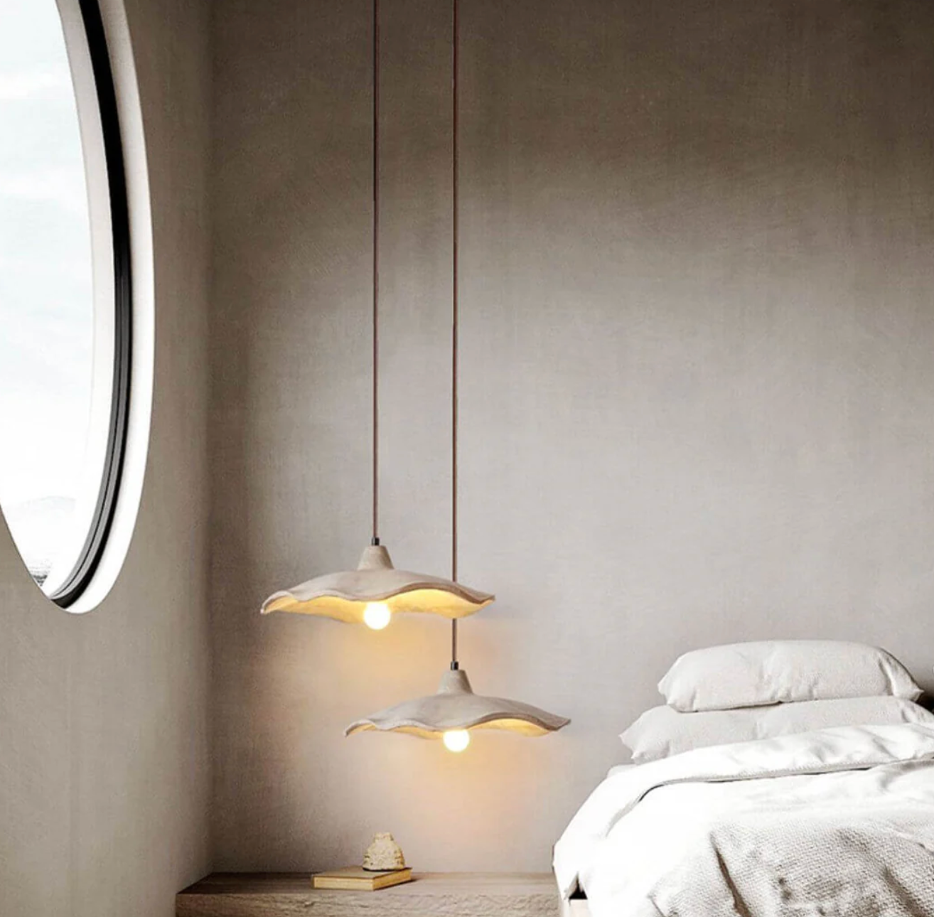 A designer pendant lamp with a concrete shade – an organic form and natural character 4