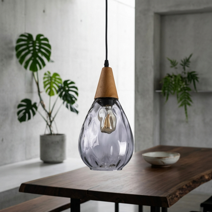 Elara Haus Wavy Glass Pear Pendant Ceiling Light